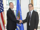 This image shows Jeffrey Anderson being inducted as BJS Director