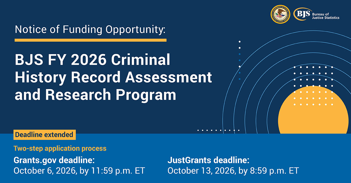 BJS FY 2026 Criminal History Record Assessment and Research Program Notice of Funding Opportunities Image