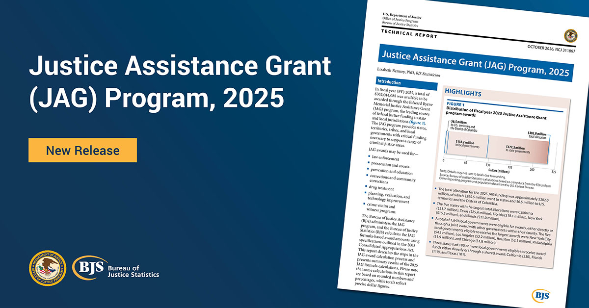 Justice Assistance Grant (JAG) Program, 2025 publication card