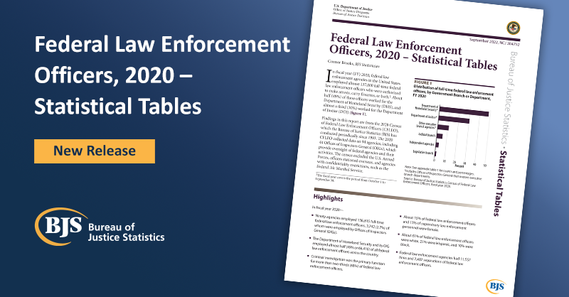 Cover image for the report Federal Law Enforcement Officers, 2020 – Statistical Tables