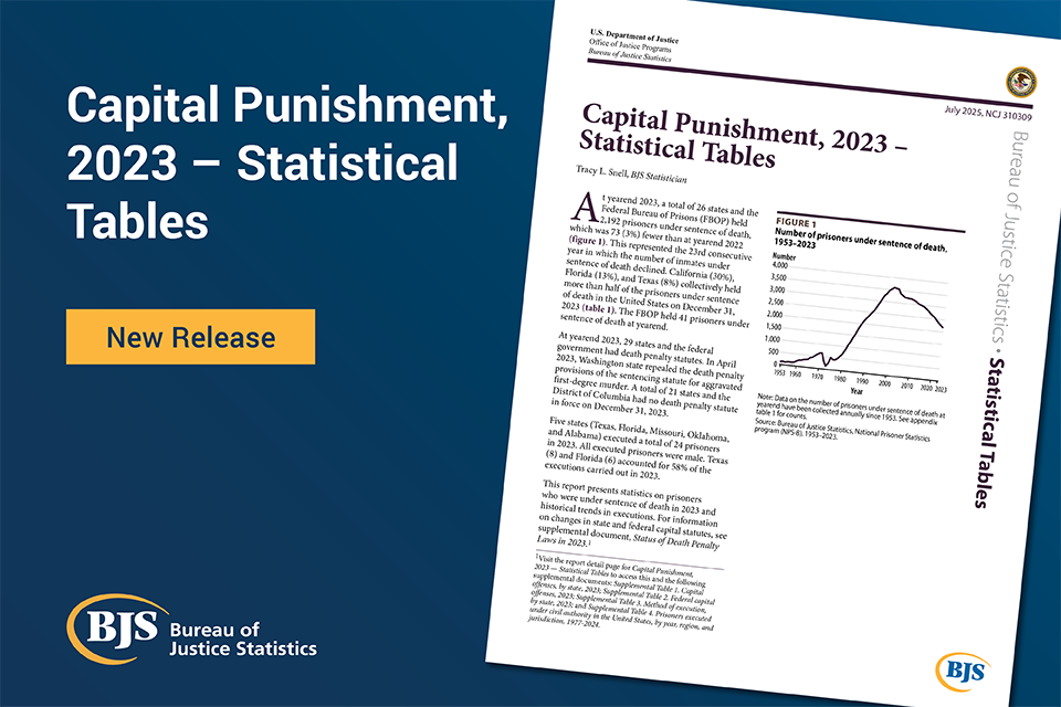 Capital Punishment, 2023 – Statistical Tables pubcard with image of the first page of the report
