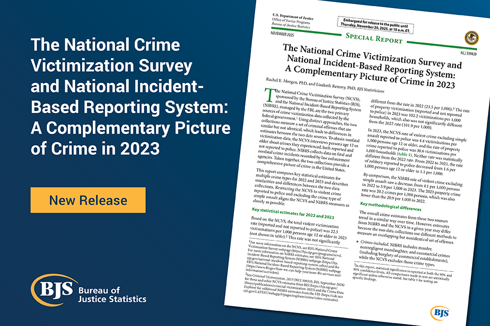 Publication card The National Crime Victimization Survey and National Incident-Based Reporting System: A Complementary Picture of Crime in 2023