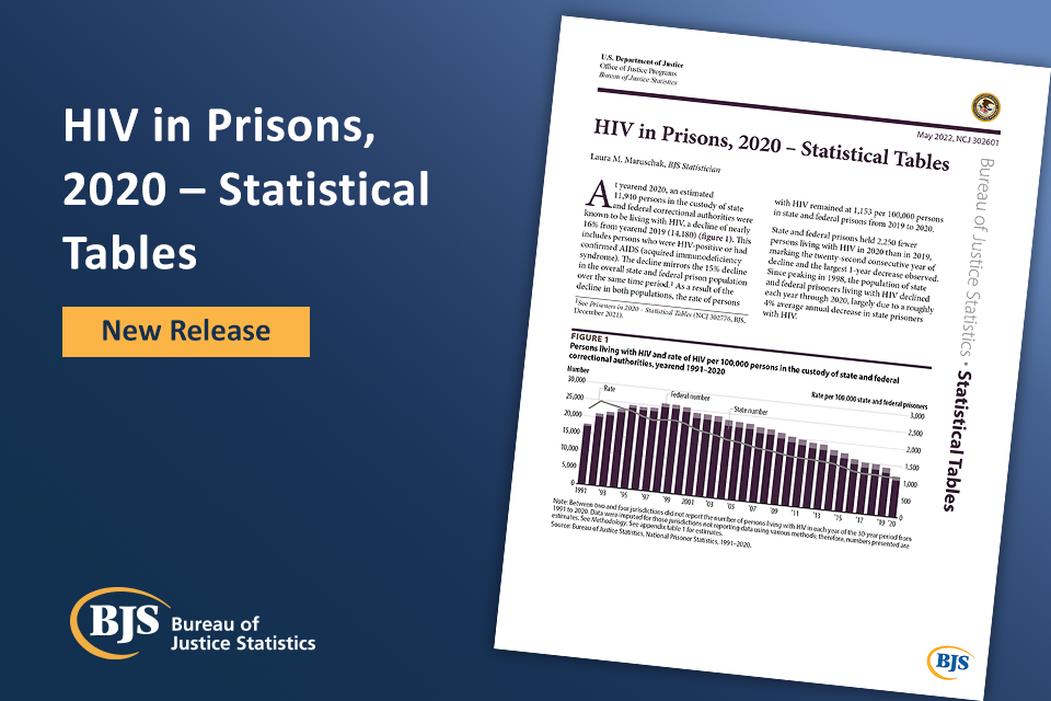 Cover image of the HIV in Prisons, 2020 - Statistical Tables report